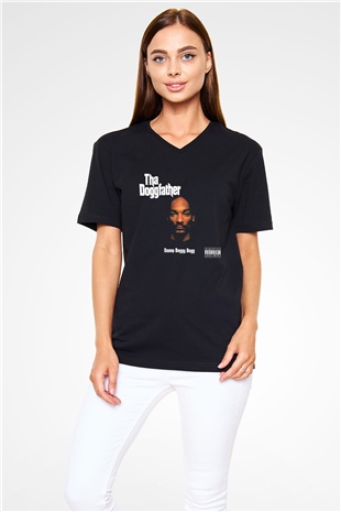 Snoop Dogg Siyah Unisex V Yaka Tişört T-Shirt