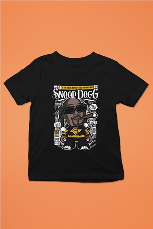 Snop Dog Baskılı Unisex Siyah Çocuk Tişört