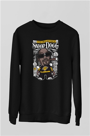 Snop Dog Baskılı Unisex Siyah Sweatshirt