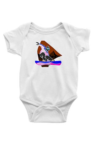 Snowboarding Baskılı Beyaz Bebek Body - Zıbın