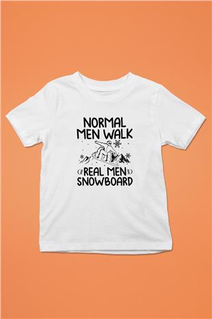 Snowboarding Baskılı Unisex Beyaz Çocuk Tişört - Tshirt