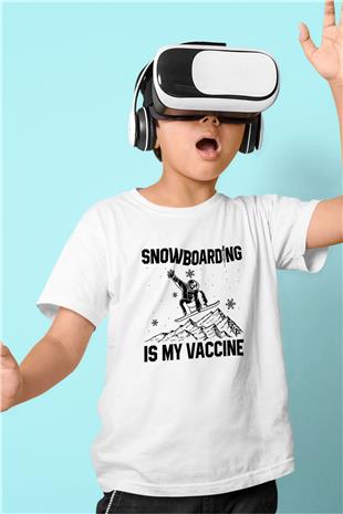 Snowboarding Baskılı Unisex Beyaz Çocuk Tişört - Tshirt