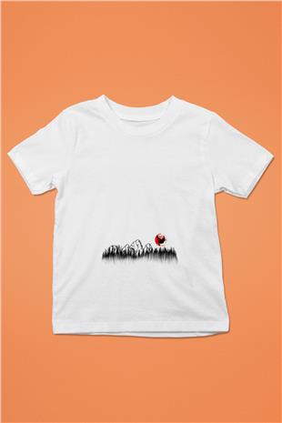 Snowboarding Baskılı Unisex Beyaz Çocuk Tişört - Tshirt