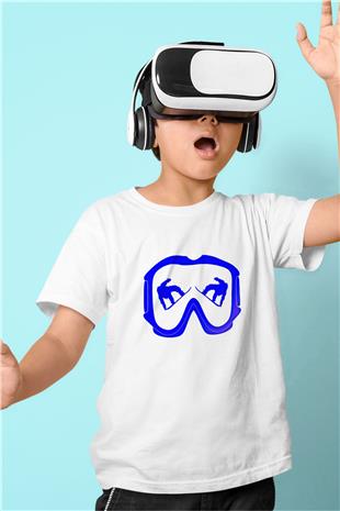 Snowboarding Baskılı Unisex Beyaz Çocuk Tişört - Tshirt