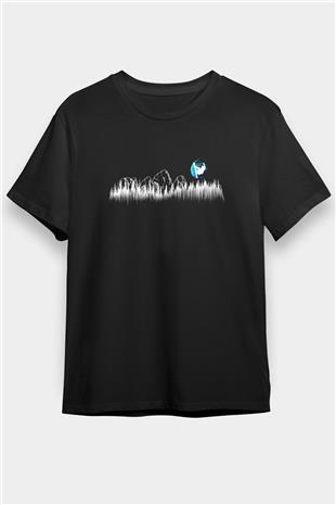 Snowboarding Baskılı Unisex Siyah Tişört - Tshirt