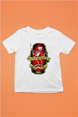 Social Distortion Baskılı Beyaz Unisex Çocuk Tişört