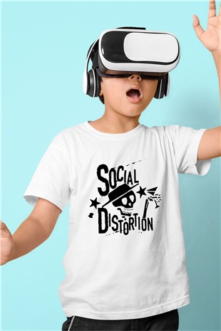 Social Distortion Baskılı Beyaz Unisex Çocuk Tişört