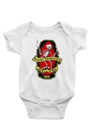 Social Distortion Baskılı Beyaz Unisex Bebek Body - Zıbın