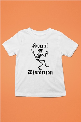Social Distortion Baskılı Beyaz Unisex Çocuk Tişört