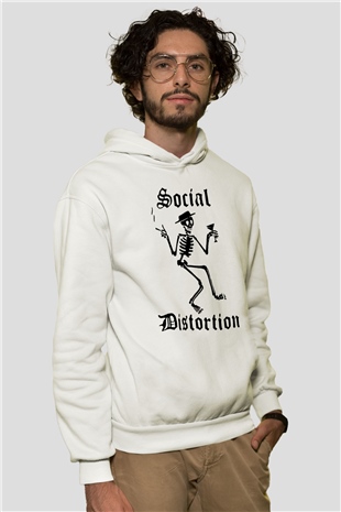 Social Distortion Beyaz Unisex Kapşonlu Sweatshirt