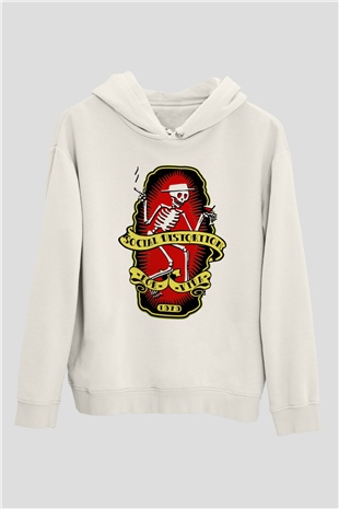 Social Distortion Beyaz Unisex Kapşonlu Sweatshirt