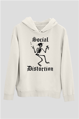 Social Distortion Beyaz Unisex Kapşonlu Sweatshirt