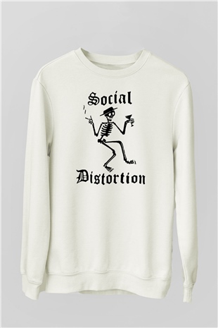 Social Distortion Beyaz Unisex Sweatshirt