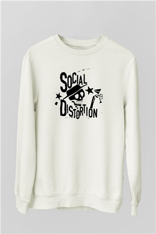 Social Distortion Beyaz Unisex Sweatshirt