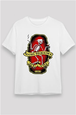 Social Distortion Beyaz Unisex Tişört T-Shirt - Tişört Fabrikası