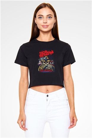 Social Distortion Siyah Crop Top Tişört