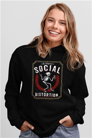 Social Distortion Siyah Unisex Kapşonlu Sweatshirt