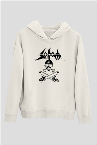 Sodom Beyaz Unisex Kapşonlu Sweatshirt