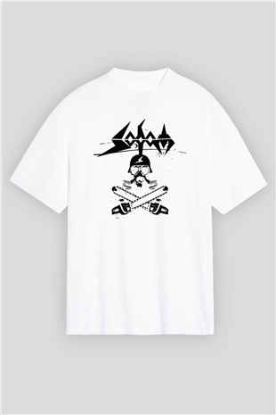 Sodom Beyaz Unisex Oversize Tişört T-Shirt - Oversize Tişört Fabrikası