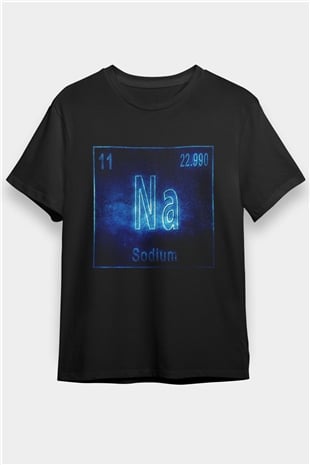 Sodyum Atom Numarası Baskılı Unisex Siyah Tişört