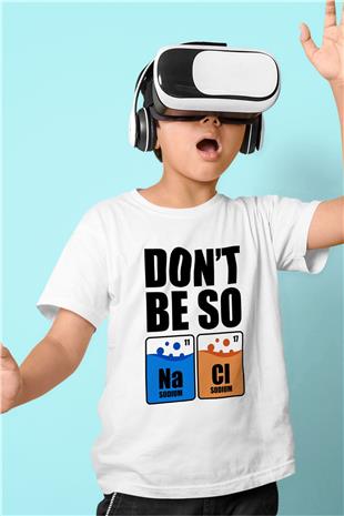 Sodyum Klor Baskılı Unisex Beyaz Çocuk Tişörtü - Tshirt