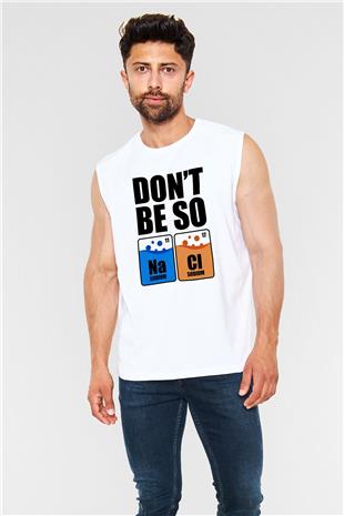 Sodyum Klor Baskılı Unisex Kolsuz Beyaz Tişört - Tshirt