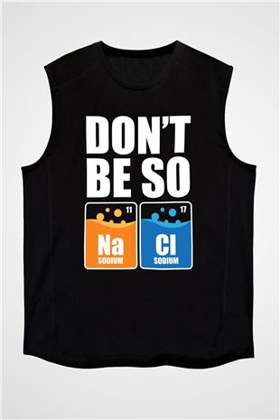 Sodyum Klor Baskılı Unisex Kolsuz Siyah Tişört - Tshirt