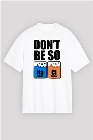 Sodyum Klor Baskılı Unisex Oversize Beyaz Tişört - Tshirt