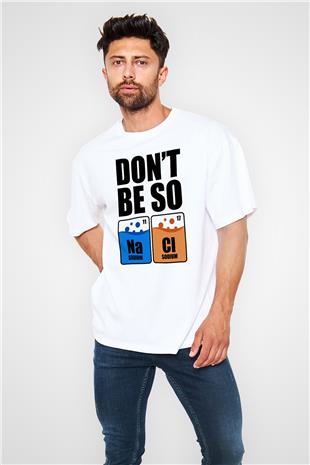 Sodyum Klor Baskılı Unisex Oversize Beyaz Tişört - Tshirt