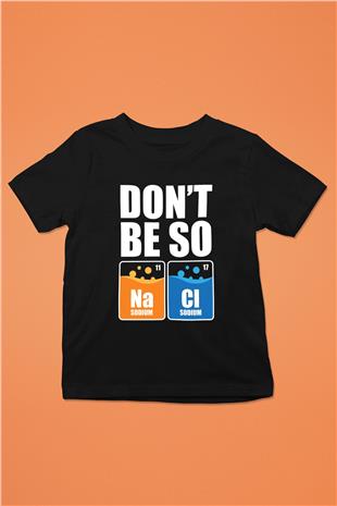 Sodyum Klor Baskılı Unisex Siyah Çocuk Tişörtü - Tshirt