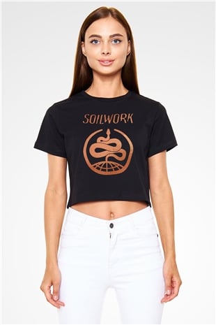 Soilwork Siyah -Fabrikası Crop Top Tişört