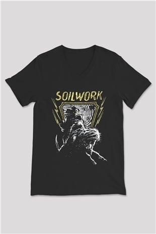 Soilwork Siyah Unisex V Yaka Tişört T-Shirt