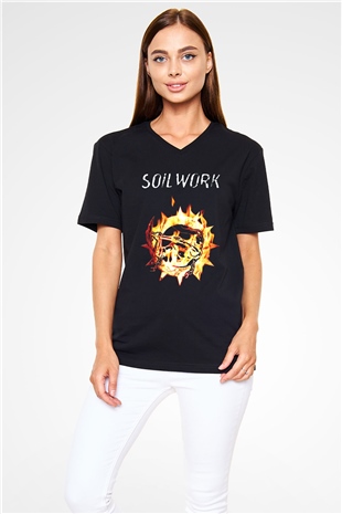 Soilwork Siyah Unisex V Yaka Tişört T-Shirt