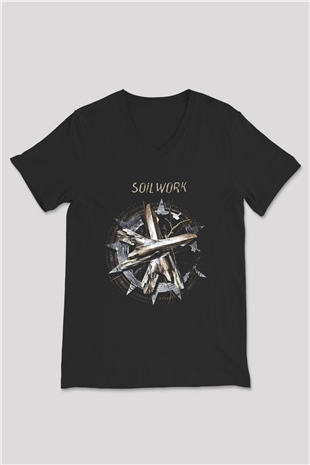 Soilwork Siyah Unisex V Yaka Tişört T-Shirt