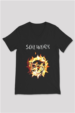 Soilwork Siyah Unisex V Yaka Tişört T-Shirt