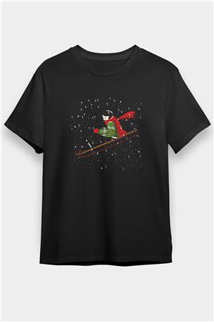Sokak Kızağı - Street Luge Baskılı Unisex Siyah Tişört - Tshirt
