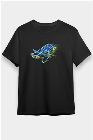 Sokak Kızağı - Street Luge Baskılı Unisex Siyah Tişört - Tshirt