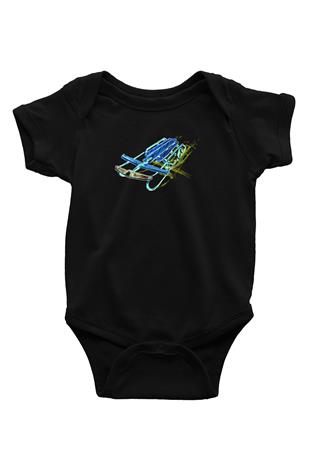 Sokak Kızağı - Street Luge Baskılı Unisex Siyah Bebek Body - Zıbın