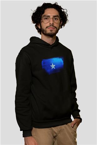 Somali - Somalia Bayrağı Baskılı Unisex Siyah Kapüşonlu Sweatshirt