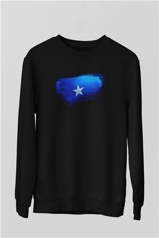 Somali - Somalia Bayrağı Baskılı Unisex Siyah Sweatshirt
