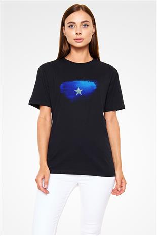 Somali - Somalia Bayrağı Baskılı Unisex Siyah Tişört