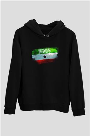 Somaliland Bayrağı Baskılı Unisex Siyah Kapüşonlu Sweatshirt