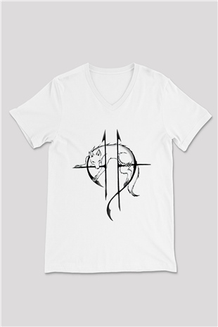Sonata Arctica Beyaz Unisex V Yaka Tişört T-Shirt - V Yaka Tişört Fabrikası