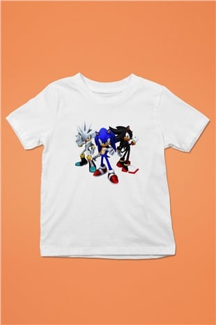 Sonic the Hedgehog Baskılı Beyaz Unisex Çocuk Tişört