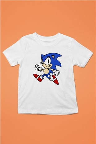 Sonic the Hedgehog Baskılı Beyaz Unisex Çocuk Tişört