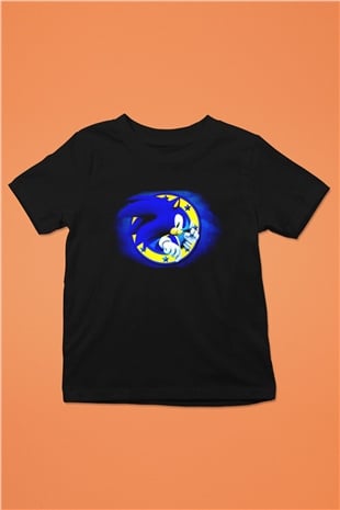 Sonic the Hedgehog Baskılı Siyah Unisex Çocuk Tişört