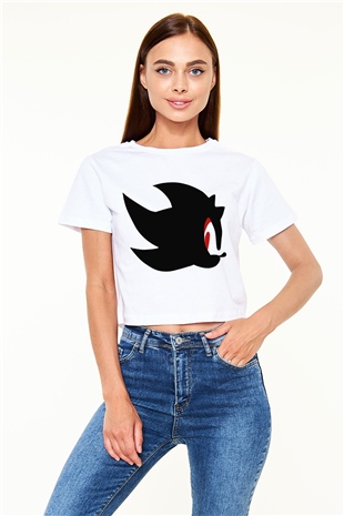 Sonic the Hedgehog Beyaz Croptop Tişört