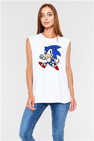 Sonic the Hedgehog Beyaz Unisex Kolsuz Tişört