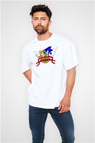 Sonic the Hedgehog Beyaz Unisex Oversize Tişört T-Shirt