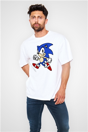 Sonic the Hedgehog Beyaz Unisex Oversize Tişört T-Shirt